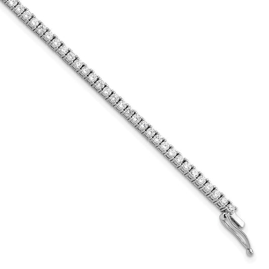 Sterling Shimmer Sterling Silver Rhodium-plated 2mm CZ 81 Stone Bracelet QG3485-7