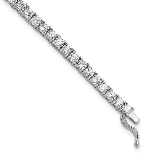Sterling Shimmer Sterling Silver Rhodium-plated 3mm CZ 55 Stone 7 inch Bracelet QG3489-7