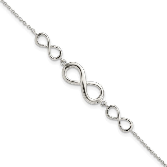 Sterling Silver Rhodium-plated Polished Infinity Symbol Bracelet QG3627-7.25