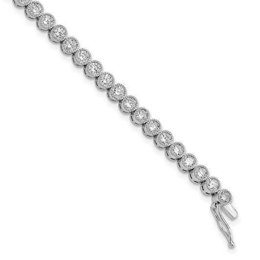 Sterling Shimmer Sterling Silver Rhodium-plated 7 inch 45 Stone CZ Tennis Bracelet QG4183-7