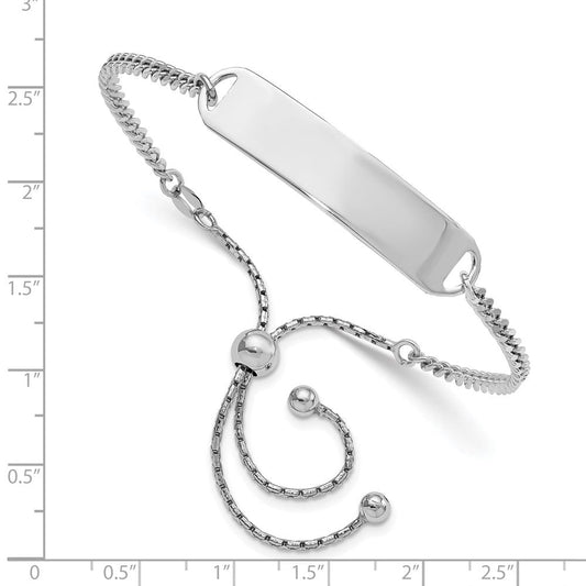 Sterling Silver Rhodium-Plated ID Adjustable 6in to 10in Bracelet QG4530