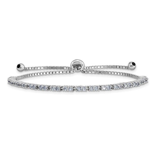Sterling Silver Rhod-plated June Lavender CZ Adjustable Bracelet QG4757JUN