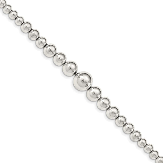 Sterling Silver Polished Graduated Beads Bracelet QG5036-7.5