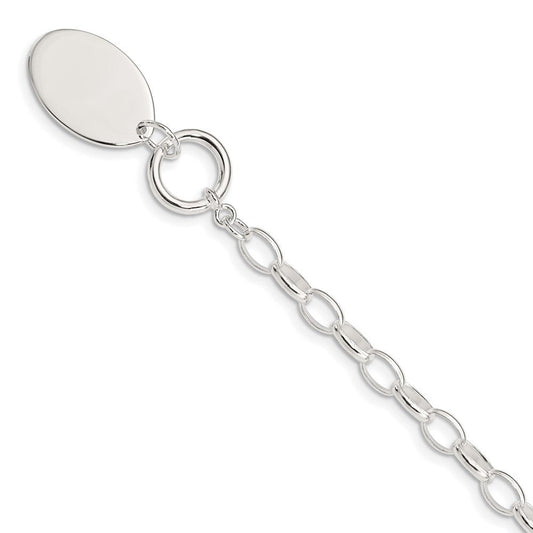 Sterling Silver Rhodium-plated Fancy Oval Disc Bracelet QG516-7