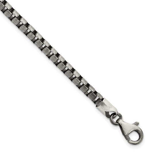 Sterling Silver Antiqued Brushed Box Bracelet QG5725-8