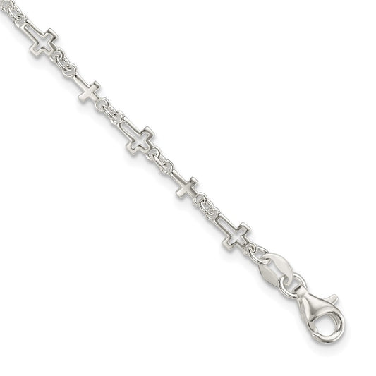 Sterling Silver Cross Link Bracelet QG5800-7.5
