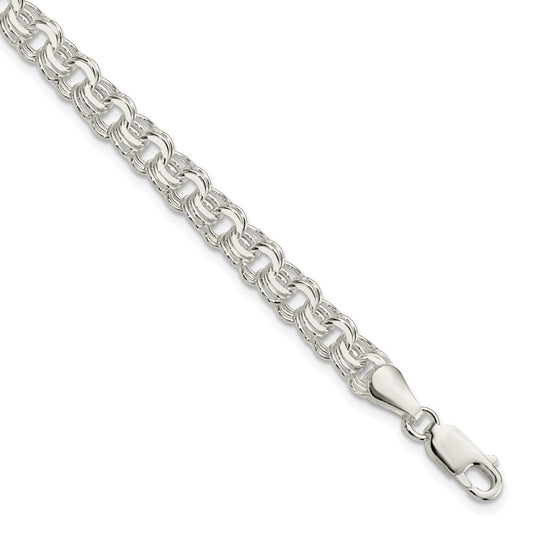 Sterling Silver Polished 6mm Triple Link Charm Bracelet QG5831-8