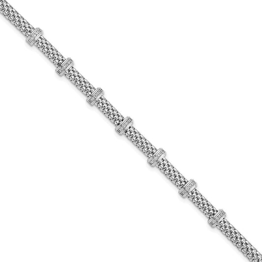 Sterling Silver Rhodium-plated Polished CZ Bracelet QG5999-7.5