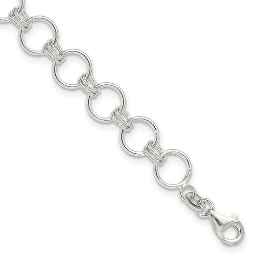 Sterling Silver Polished Circle Link 7.25in Bracelet QG6392-7.25