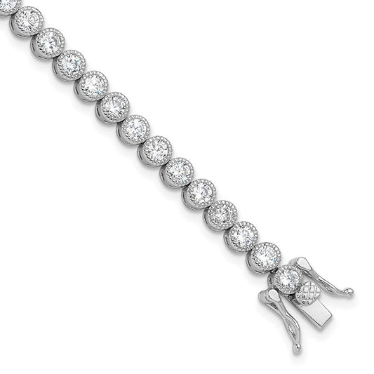 Sterling Silver Rhodium-plated 3.5 mm Round CZ 7.5in Tennis Bracelet QG6457-7.5