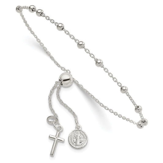 Sterling Silver St. Benedict Adjustable Rosary Bracelet QG6562