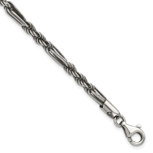 Sterling Silver Antiqued 4.4mm Milano / Figarope Mens 8 inch Bracelet QG6772-8