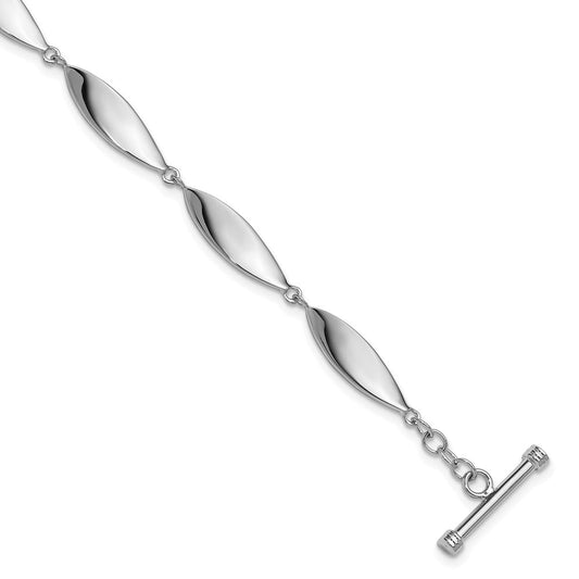 Sterling Silver Rhodium-plated Polished Twisted Ovals 7.5 inch Toggle Bracelet QG6824-7.5