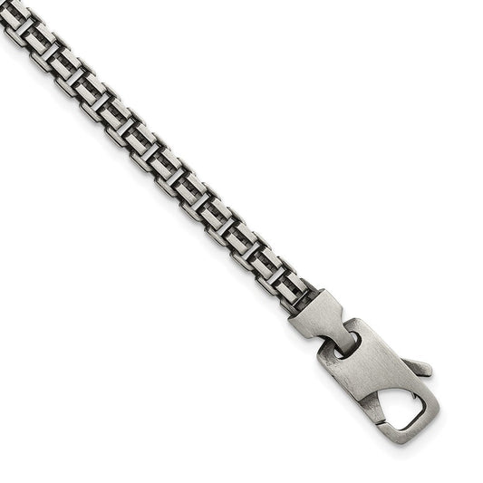 Sterling Silver Antiqued Brushed 4.00mm Fancy Box Link 7.75 inch Bracelet QG6915-7.75