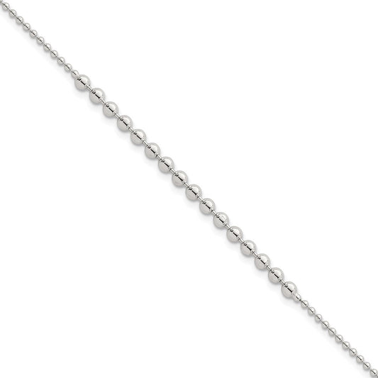 Sterling Silver Polished Center Beaded 7.5 Inch Bracelet QG6943-7.5
