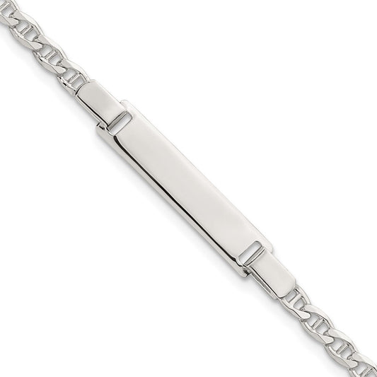 Sterling Silver Polished Anchor Link Childrens 6 Inch ID Bracelet QG7248-6