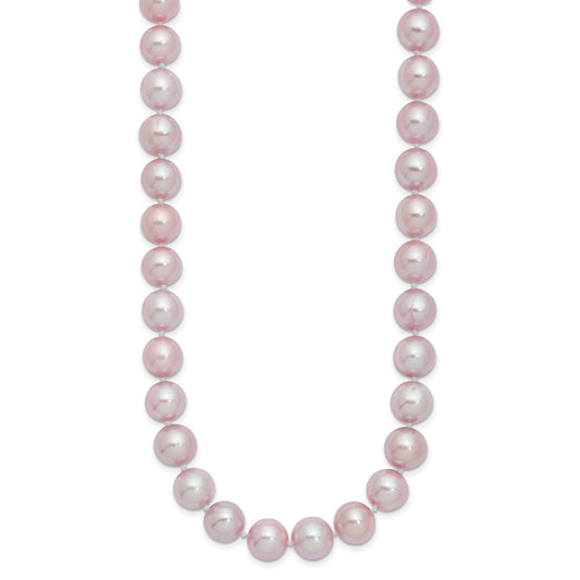 Sterling Silver Rhodium-plated 9-10mm Purple Near-Round Freshwater Cultured Pearl 18 inch NecklaceQH4761