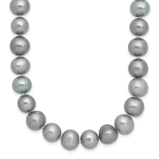 Sterling Silver Rhodium-plated 8-9mm Grey Near-Round Freshwater Cultured Pearl 18 inch NecklaceQH5163