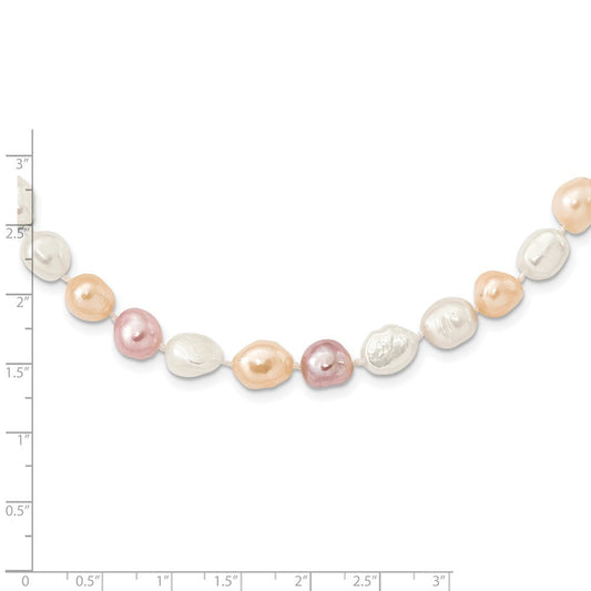9-11mm White, Pink and Purple Baroque Freshwater Cultured Pearl Endless 64 inch Necklace QH5320WPPU