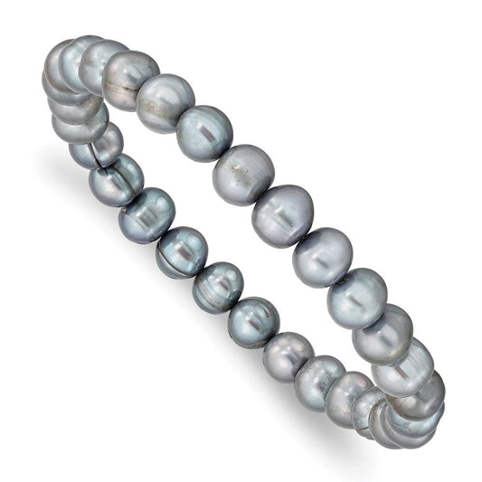 6-7mm Grey Freshwater Cultured Pearl Stretch Bracelet QH5459
