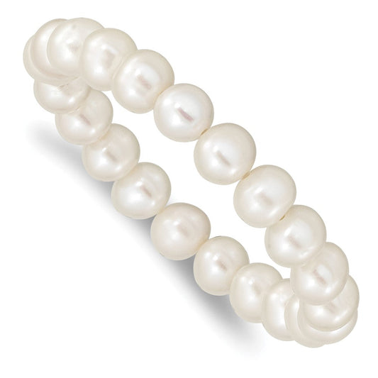 Madi K 5-6mm White Semi-Round Freshwater Cultured Pearl Children's Stretch Bracelet QH5566