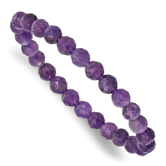 Amethyst Faceted 7.00mm Beaded Stretch Bracelet QH5737