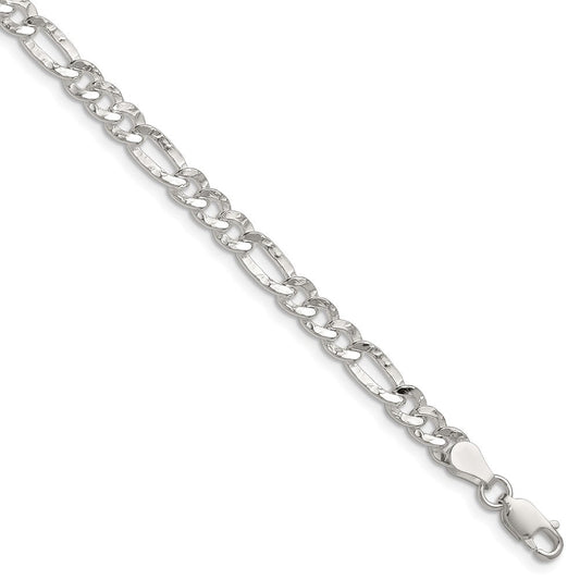 Sterling Silver 4.75mm Hammered Figaro Chain QHF120-8
