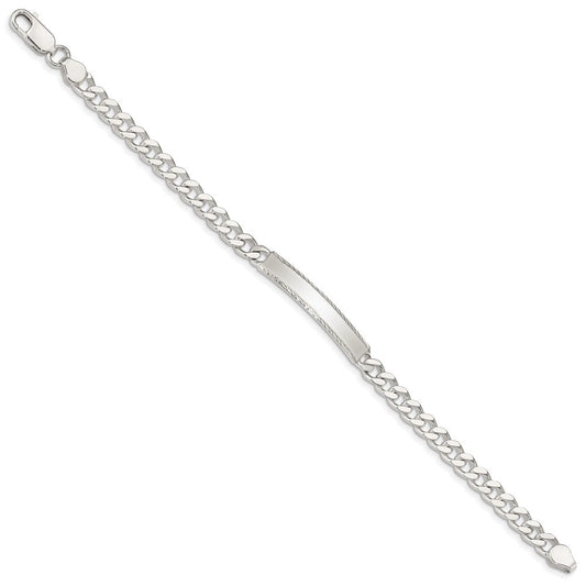 Sterling Silver Diamond-cut Engraveable Curb Link IN Bracelet QID103-7