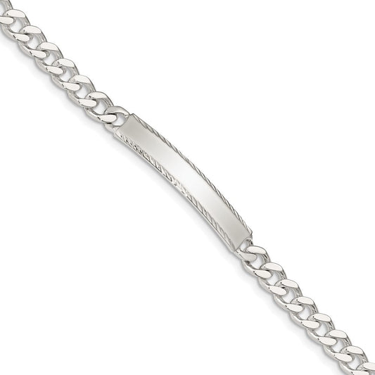 Sterling Silver Diamond-cut Engraveable Curb Link ID Bracelet QID103-7