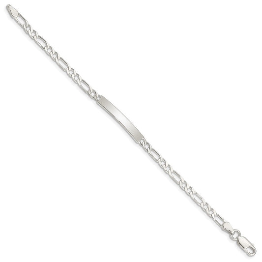 Sterling Silver Engraveable 7 in. Figaro Link ID Bracelet QID105-6