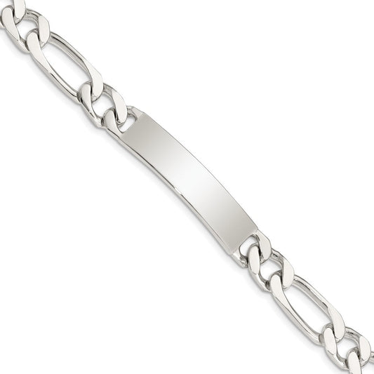 Sterling Silver 8.5inch Polished Engraveable Figaro Link ID Bracelet QID109-7.5