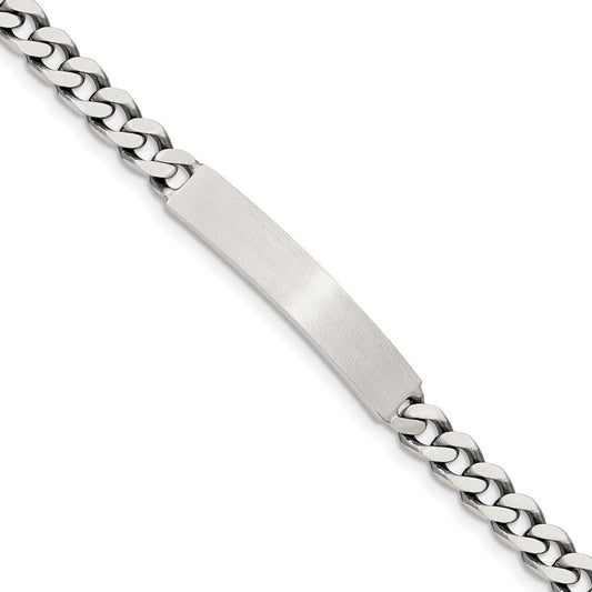 Sterling Silver 7inch Engraveable Antiqued Curb Link ID Bracelet QID118-7