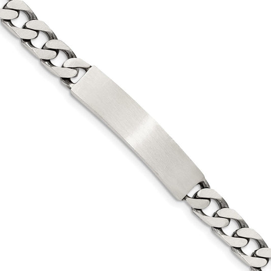 Sterling Silver 7inch Engraveable Antiqued Curb Link ID Bracelet QID120-7