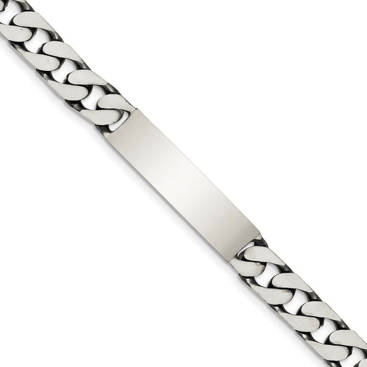 Sterling Silver 7.5inch Engraveable Antiqued Curb Link ID Bracelet QID122