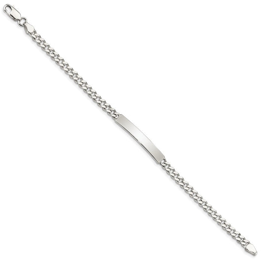 Sterling Silver 8inch Polished Engraveable Curb Link ID Bracelet QID131-7