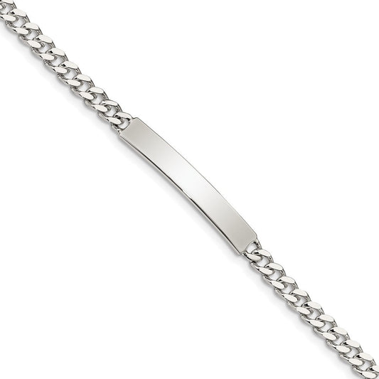 Sterling Silver Polished Engraveable Curb Link ID Bracelet QID131-7