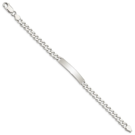 Sterling Silver 8inch Polished Engraveable Curb Link ID Bracelet QID132-7