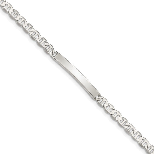 Sterling Silver Polished Engraveable Anchor Link ID Bracelet QID138-7