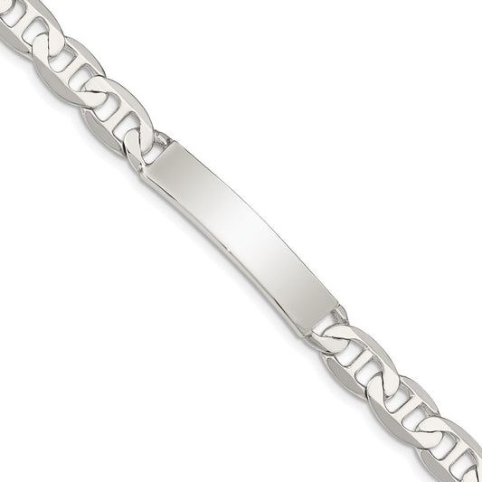 Sterling Silver 8inch Polished Engraveable Anchor Link ID Bracelet QID142-7