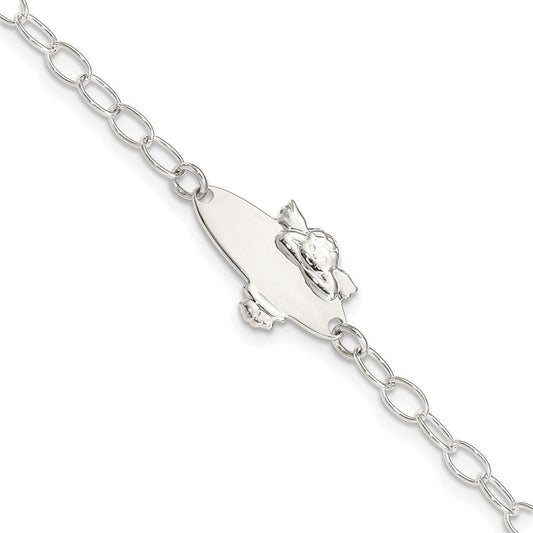 Sterling Silver Polished Angel Baby Engraveable ID Bracelet QID175-6