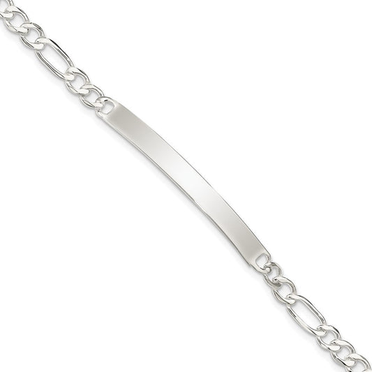 Sterling Silver Figaro Link ID Bracelet QID184-7.5