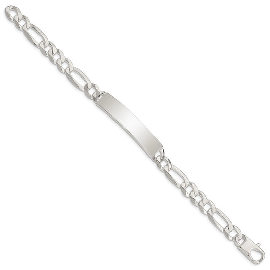 Sterling Silver Figaro Link ID Bracelet QID189-7.5