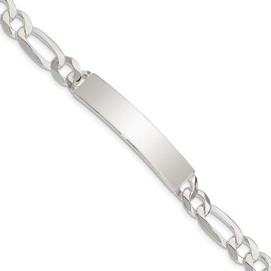 Sterling Silver Figaro Link ID Bracelet QID189-7.5