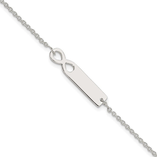 Sterling Silver Polished Infinity ID 7in Bracelet QID227-7