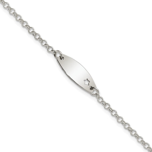 Sterling Silver Childrens Polished ID with Star Bracelet QID230-5.5