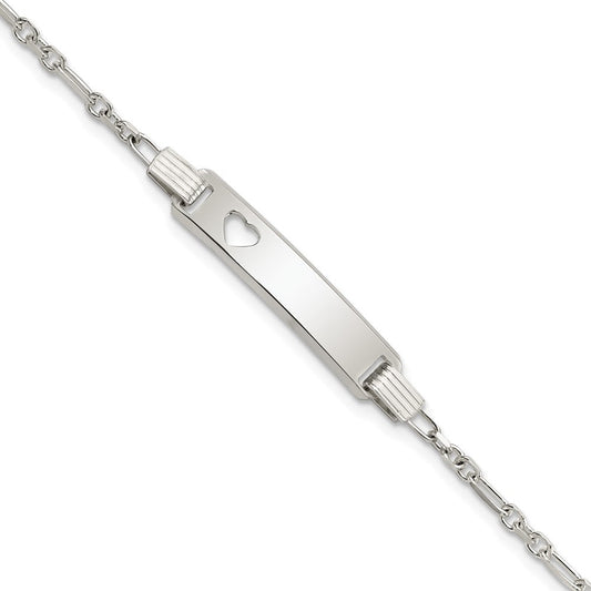Sterling Silver Polished Childrens ID with Heart Bracelet QID231-5.5