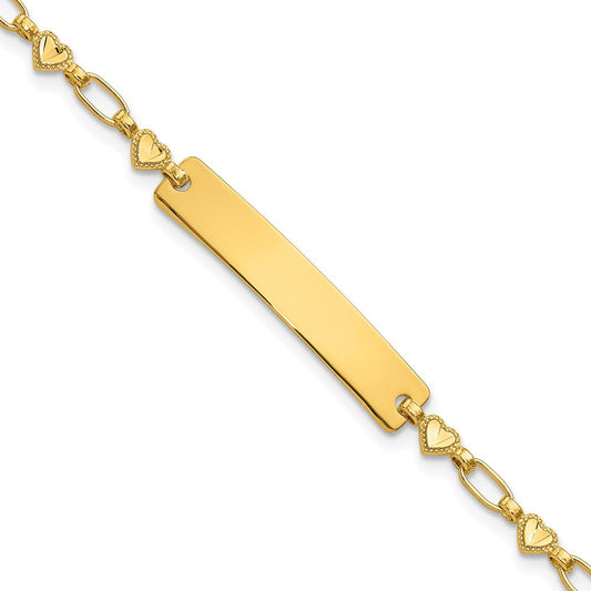 Sterling Silver Gold-tone 7.5 inch Hearts ID Bracelet QID246GP-7.5