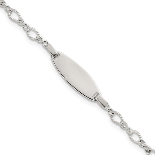 Sterling Silver Polished Fancy Link 5 inch with 1 inch Extension Childrens ID Bracelet QID271-5
