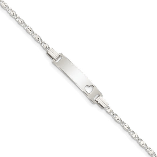 Sterling Silver Baby ID with Cut-out Heart Bracelet QID51