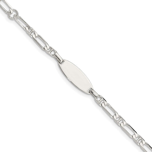 Sterling Silver Polished Engraveable 5in Plus 1in EXT Childrens ID Bracelet QID62-6